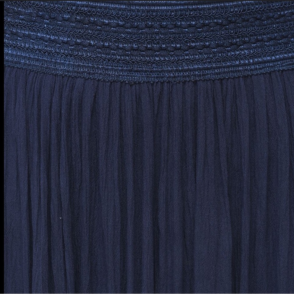 GYPSIE BLU Navy Rayon Gauze Pull-on Midi Skirt - Picture 5 of 8